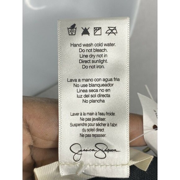 Jessica Simpson V Neck One Piece Tie Back Swimsuit Black Copper Metallic SZ M - Picture 6 of 7